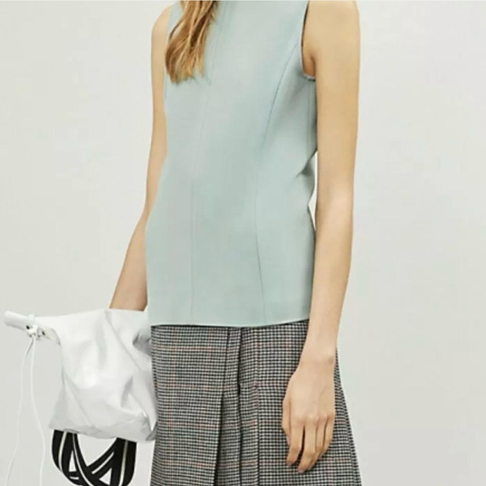 $350 Joseph Sage Green Round Neck Sleeveless Tank Top, size L (40)
